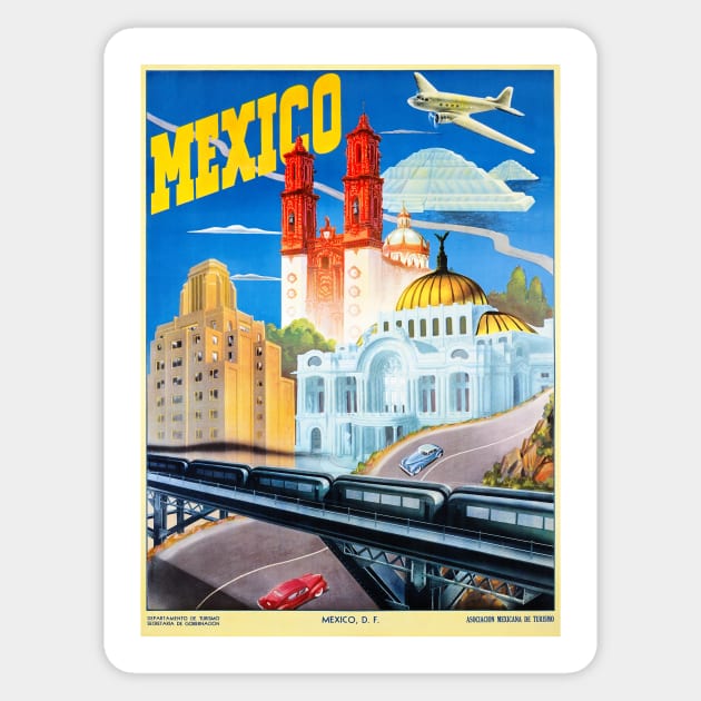 Vintage Travel Poster Mexico Sticker by vintagetreasure